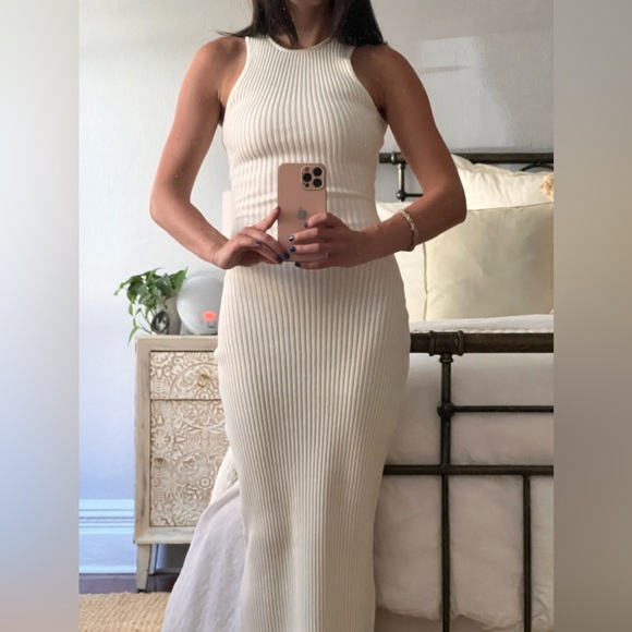 MESHKI White Ribbed Long Summer Maxi Dress - Picture 4 of 6